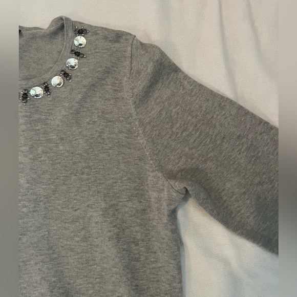 ANN TAYLOR Grey Embellished Long Sleeve Sweater Size XXL - Picture 10 of 11